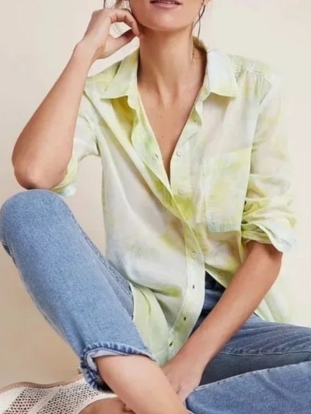Anthropologie The Cate Tie-Dye Loose Fit Button Down Shirt